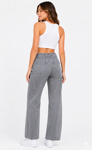 Pantalones Vaqueros Holgados de Primera Calidad para Mujer, 100% Algodón, Cintura Media, Cómodos y Elegantes, Tejido de Tela Ancha, Tallas de la XXS a la XS - Product Image 6