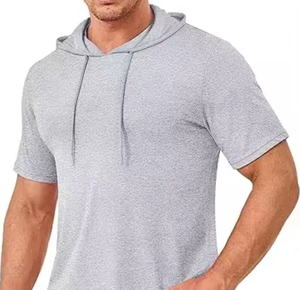 เสื้อฮู้ดแขนสั้นผ้าฝ้าย 100% น้ำหนักเบา สไตล์เรียบง่าย สำหรับผู้ชาย ขายส่งขายดีที่สุด รับผลิตตามแบบ - Product Image 3