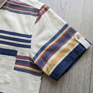 Chemises de plage rayées OEM 100 % coton, décontractées, à manches courtes, pour l'été - Product Image 5