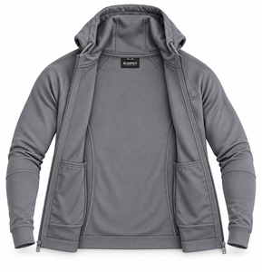 Custom Men’s Slim Fit Athletic Full <b>Zip</b> Hoodie with Embossed Logo Stretch Performance <b>Gym</b> <b>Jacket</b> OEM Private Label Manufacturer - Product Image 3