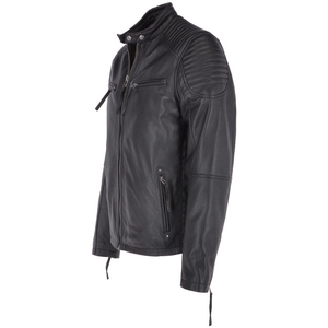 Icon by Gilani <b>Men</b>’s Black <b>Biker</b> Leather <b>Jacket</b> - Moto Cafe Racer <b>Jacket</b> Black - Product Image 3
