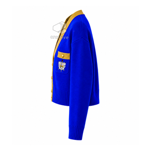 Cárdigan de la Hermandad Sigma Gamma Rho para Mujer, Suéter de Punto con Botones y Cuello en V con Escudo Bordado, Ropa Universitaria Griega - Product Image 3