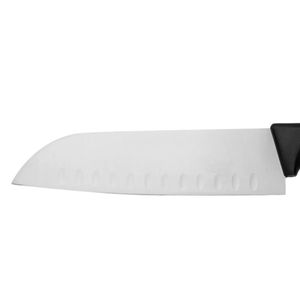 Cuchillos Santoku Japoneses con Mango Negro y Hoja Ancha con Borde Plateado Granton, Protector Ergonómico para los Dedos, para Cortar Verduras y Alimentos - Product Image 4