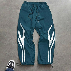 กางเกงไนลอนเอวยางยืดสำหรับผู้ชายกางเกงวอร์มขาตรงแบบลำลอง - Product Image 6