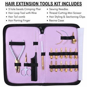 Kit de Herramientas para Extensiones de Cabello de Salón: Alicates de Micro Anclaje, Alicates de Remoción, Cortador de Queratina, Tijeras de Gancho, Accesorios de Seccionamiento - Product Image 2
