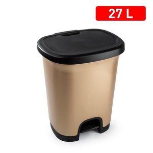 Cubo de Basura con Pedal CUBO de 27L, Tapa Abatible Dorada, Parte Superior Negra, Plástico, Minimalista, Premium - Product Image 2