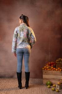 Chaleco Acolchado de Algodón con Estampado Tradicional Indio para Mujer, Moda Boutique, Chaqueta Corta Ligera de Algodón Acolchado para Mujer - Product Image 3