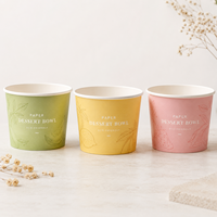 Gobelets à crème glacée en papier recyclable de qualité alimentaire, imprimés sur mesure et colorés, gobelets d'emballage pour crème glacée jetables et écologiques, vente en gros