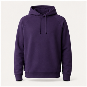 เสื้อฮู้ดดี้ผู้ชายสีม่วงเข้มทรงหลวมสไตล์โมเดิร์น ปรับแต่งได้ พร้อมเชือกผูกสีโทนเดียวกัน ด้านหน้าเรียบ ผ้าฝ้ายเนื้อหนา MHOOD-0023 - Product Image 1
