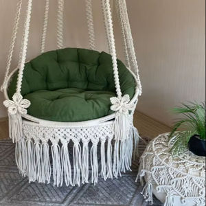 Silla colgante de macramé, columpio de macramé para porche, silla hamaca, columpio redondo de macramé - Product Image 1
