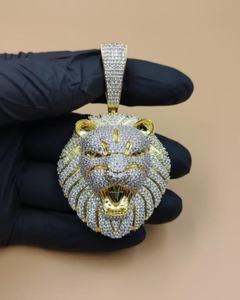 Colgante de Cabeza de León con Incrustaciones de Diamantes, Plata 925, Estilo HipHop, Colgante de Moda para Hombre, Pasa el Test de Diamantes - Product Image 6