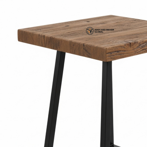 Luxury White Wooden <b>Stool</b> & Black Metal Legs Industrial Storage <b>Stool</b> for <b>Bedroom</b> Living Room Entry & Warehouse Use - Product Image 3