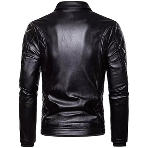 Veste en cuir pour homme, style tendance, en similicuir, hiver, effet délavé, coupe slim, respirante et confortable, 2027 - Product Image 5
