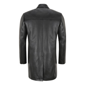 Manteau long en cuir de vachette véritable pour homme, col rabattu, simple boutonnage, veste d'hiver formelle, fourre-tout, fourniture OEM ODM - Product Image 3