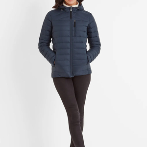 Veste matelassée imperméable à capuche pour femme, écologique, manches longues, coupe-vent, couleur unie, polyester, fermeture éclair - Product Image 1