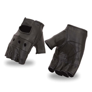 Gants de musculation demi-doigts en gros avec paume en cuir et attache-poignet - Product Image 5