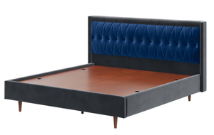 Modern Velvet Upholstered Japanese Style <b>Bed</b> King <b>Size</b> Tufted Headboard Midcentury Style Soft <b>Bed</b> Frame - Product Image 2