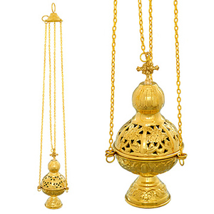 Incensario de Latón con Cadenas |   Turíbulo de la Iglesia Ortodoxa - DOUBLE VEE EXPORTS - Product Image 1