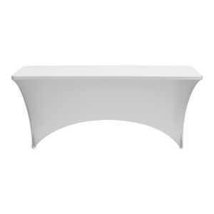 Lot de 10 nappes rectangulaires blanches en spandex de 6 pieds, lavables, résistantes aux plis, extensibles, pour événements et fêtes - Product Image 1
