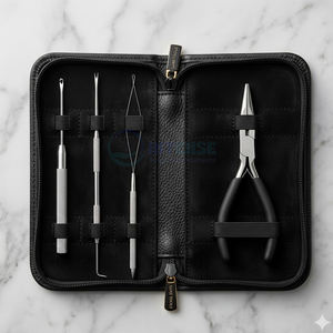 Hair Extension Installation Tool Kit Professional Beading Tool <b>Set</b> with Loop Needle Puller Hook <b>Pliers</b> Micro Tip Hair Extensions - Product Image 3