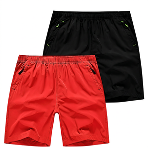 Shorts de bain pour homme à séchage rapide, taille élastique, couleur unie, décontractés, style Bermuda mi-long avec poches, gris et noir - Product Image 4