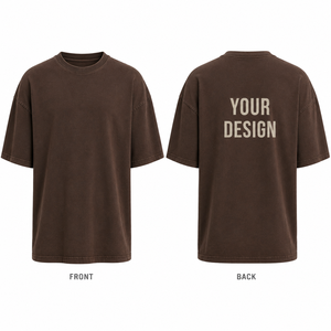 T-shirt en coton marron uni surdimensionné pour homme, manches courtes, col rond, coupe décontractée, tricot jersey, longueur normale, teinture unie - Product Image 4