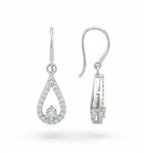 Pendientes de Lágrima con Diamantes Redondos para Mujer, Diamantes Naturales y Cultivados en Laboratorio - Product Image 3