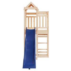 Structure de jeu extérieure en bois naturel avec toboggans en polypropylène bleu en pin massif - Product Image 4