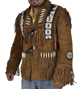 <b>Men's</b> Western Cowboy <b>Suede</b> Leather <b>Jacket</b> Fringed & Beaded Handmade Embroidered Vintage Style Regular Fit Premium Outerwear - Product Image 5