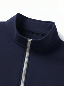Sudadera con media cremallera y cuello personalizado, con personalización completa, sudadera con capucha de invierno con costuras en contraste bordadas. - Product Image 4