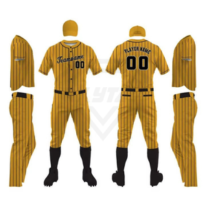 Custom <b>Baseball</b> Uniform Men's Yellow Striped Jersey Pants <b>Set</b> Sublimated Print Moisture Wicking Regular Fit Adult All Seasons - Product Image 5