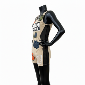 Traje de Baño para Mujer, Tela Elástica de Nailon y Spandex GSM, Beige y Negro, Panel Lateral con Apliques, Transferencia Térmica, Logotipo Personalizado - Product Image 3