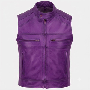 Wholesale Latest Design Breathable Waterproof <b>Men</b> <b>Leather</b> <b>Vest</b> Best Quality Winter Casual Zipper Closure Stand Collar Low MOQ - Product Image 5