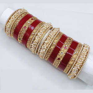Elegant Kundan Stone & Pearl Acrylic Bridal Bangles Premium Pearl <b>Bracelets</b> & Bangles Perfect for Weddings and Festive Wear - Product Image 1