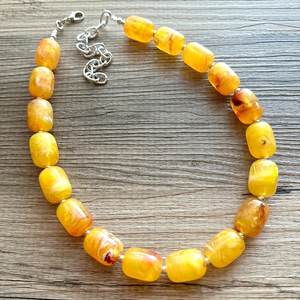 Collier en perles d'ambre, style classique, bijoux unisexe, cadeau, pierre naturelle, couleur jaune, forme ronde, accessoire de mode - Product Image 6