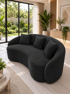 Canapé Courbé Cello Noir par Emerald Sofa, Canapé Rond Moderne et Contemporain pour Salon, Studio, Fabrication Personnalisée de Tissus - Product Image 4