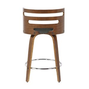 Cosini Set of 2 Mid Century Modern Counter <b>Stools</b> Walnut and Charcoal Fabric with <b>Swivel</b> Feature <b>Bar</b> <b>Stools</b> - Product Image 5