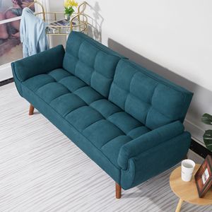 Divano letto convertibile verde da 75 pollici con braccioli a campana - Product Image 2