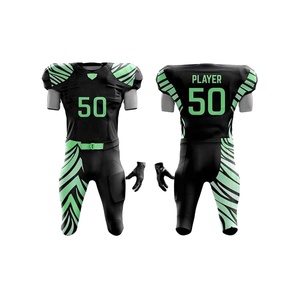 Uniforme de football américain en tissu Spandex/Polyester, protection UV (UPF 50), évacuation de l'humidité, séchage rapide, respirant, manches courtes - Product Image 1