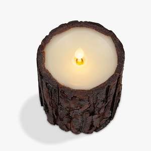 Portavelas de madera con centro hueco, decoración orgánica con temática forestal, accesorio de estilo rústico para mesa de granja. - Product Image 2