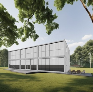 Maison conteneur écologique à deux étages, en kit, étanche, avec mur rideau, pour usage en filiales de banques et appartements - Product Image 1