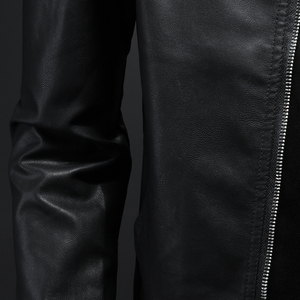 Chaqueta de cuero para motociclista hecha a medida, inspirada en la cultura clásica de las motocicletas, con cuello alto, para hombre. - Product Image 2