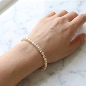 Bracelet tennis personnalisé en or jaune 14K plaqué, diamant de laboratoire couleur D VS1, certifié IGI, unisexe, cadeau de fête - Product Image 4