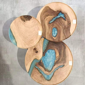 Table Basse Vintage en Bois et Résine, Superbe Accent Agate, Artisanat God Grace, Taille et Forme Personnalisables, Décoration Durable pour la Maison - Product Image 6