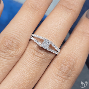 แหวนเพชรทรงรัศมี 0.5 กะรัต เพชรเพาะเลี้ยงในห้องปฏิบัติการ แหวนแต่งงานแบบวงแหวนฝังเพชรเต็มวง แหวนขอแต่งงาน รับรองโดย IGI ทองคำขาว 10K - Product Image 5