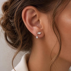 Vintage Screw Back <b>Drop</b> Earrings 0.4CT Pear Cut Lab Grown Diamond 10k 14k 18k Solid Gold Color E Clarity VVS Fine Women Earring - Product Image 5