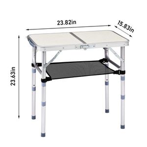 Outdoor Folding 2ft Aluminum <b>Table</b> Portable Picnic <b>Table</b> with 3 Adjustable Heights Lightweight and <b>Foldable</b> for Patio Side Use - Product Image 6