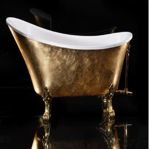 Baignoire classique en cuivre à pattes de chat avec un intérieur argenté élégant et des pieds ornés, disponible à prix de gros. - Product Image 2