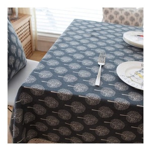 Customized Abstract Black Trees Printed GOTS Organic Cotton Lined <b>Tablecloth</b> OEM ODM Low MOQ Wholesale Direct Factory - Product Image 1