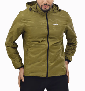 Veste coupe-vent à capuche pour homme, fermeture éclair intégrale, logo personnalisé OEM, haute qualité, vente en gros, fabriquée en tissu taffetas de polyester premium - Product Image 1
